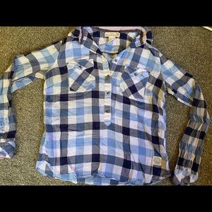 Blue plaid half button up